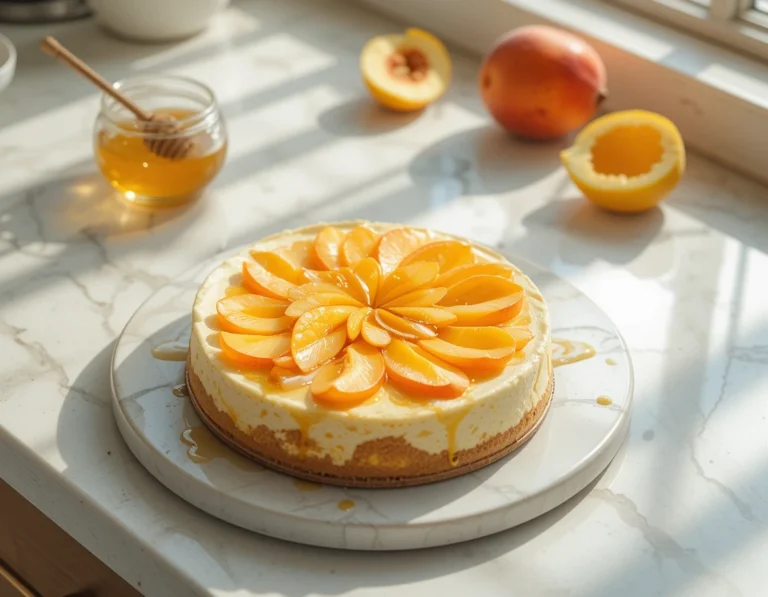 No Bake Peach Cheesecake