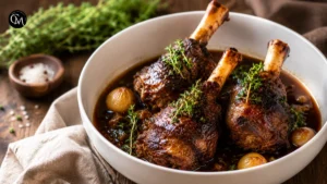 Oven-baked lamb shanks