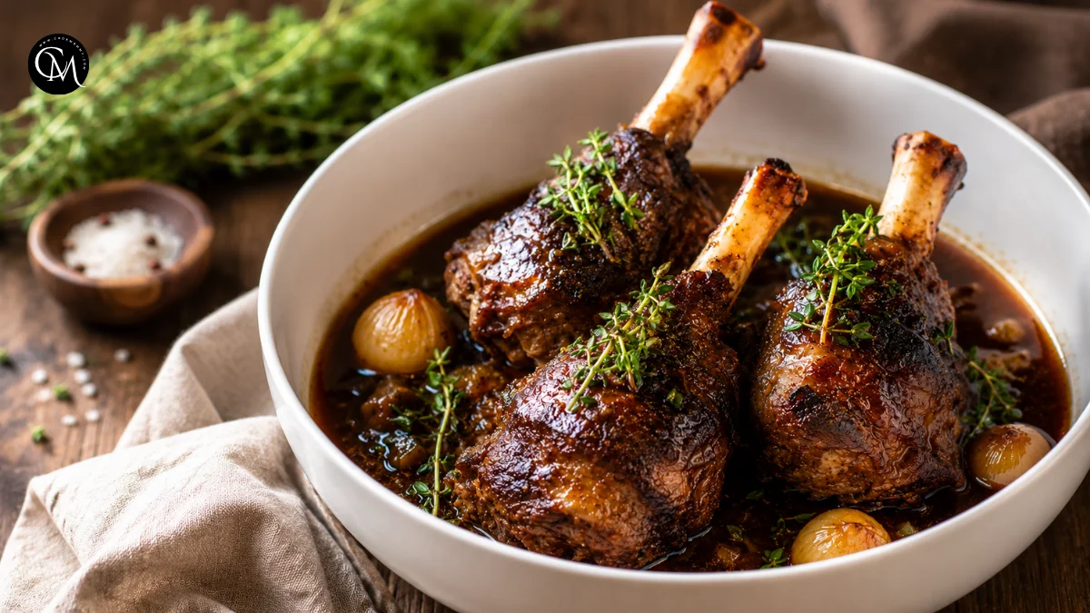Oven-baked lamb shanks