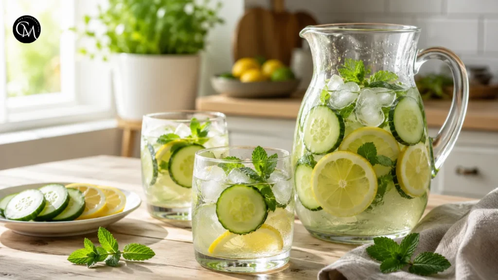 Cucumber lemon mint water