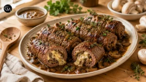 Mushroom Stuffed Beef Rolls
