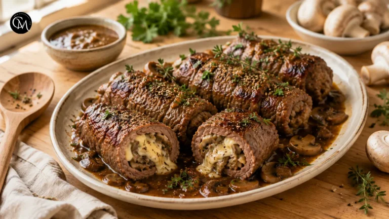 Mushroom Stuffed Beef Rolls